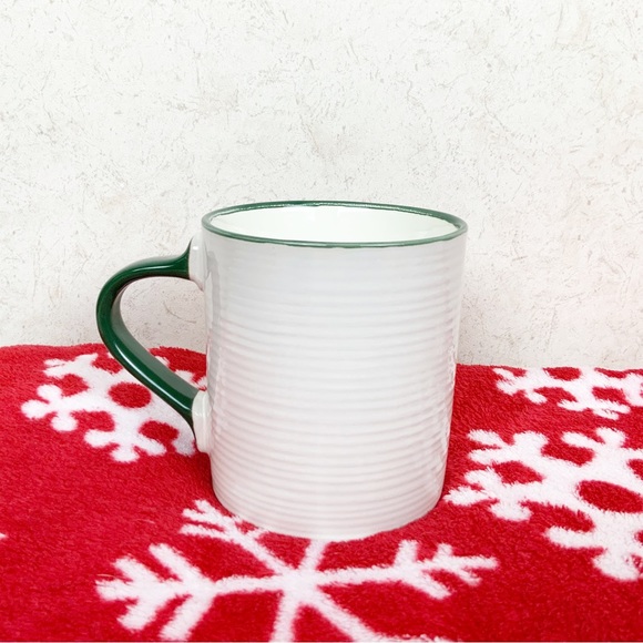 Merry & Blessed Christmas Tree Mug 17 Oz Ripple Textured Rustic - Picture 3 of 6